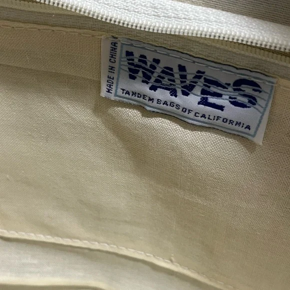 Waves Straw Wicker Purse Envelope Clutch Bag Brown Orange Vintage 70s 80s Lined - Picture 9 of 10